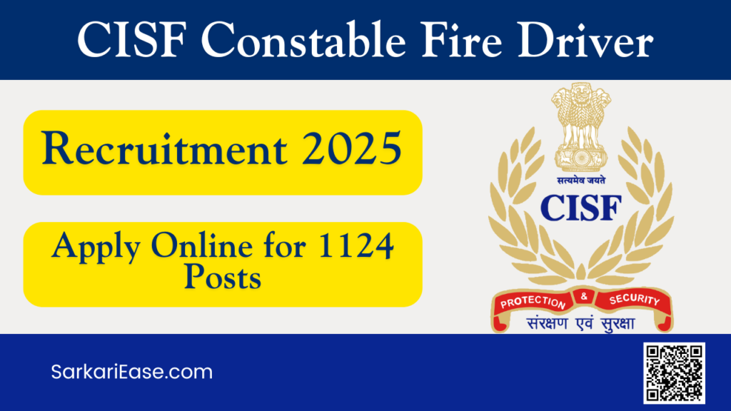 CISF Constable Fire Driver Recruitment
