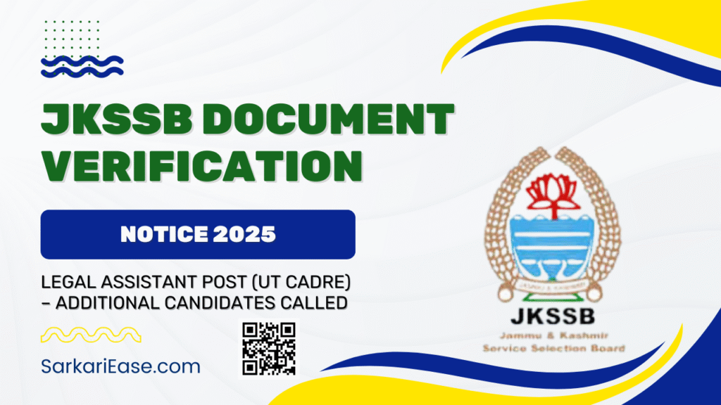 JKSSB Document Verification Notice 2025