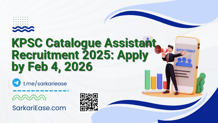 KPSC Catalogue Assistant Recruitment 2025: Apply by Feb 4, 2026