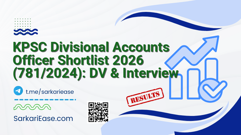 KPSC Divisional Accounts Officer Shortlist 2026 (781/2024): DV & Interview