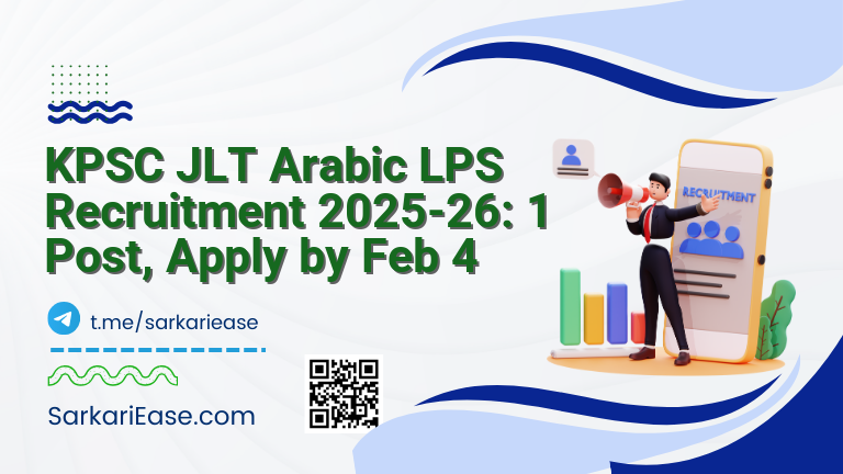 KPSC JLT Arabic LPS Recruitment 2025-26: 1 Post, Apply by Feb 4