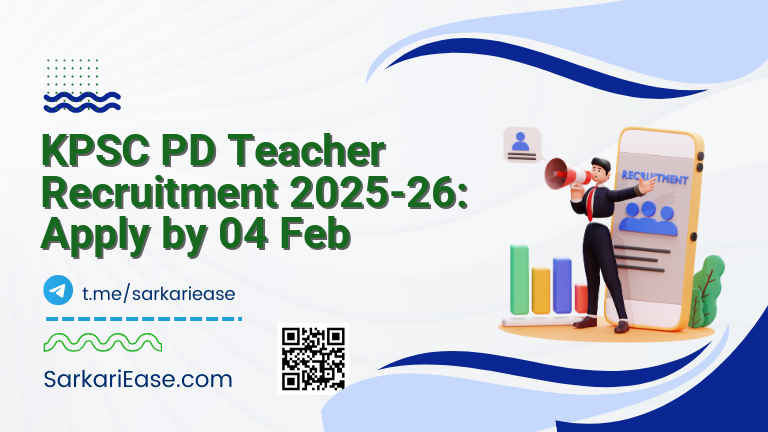 KPSC PD Teacher Recruitment 2025-26: Apply by 04 Feb