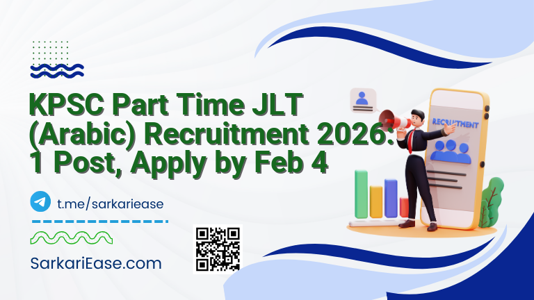 KPSC Part Time JLT (Arabic) Recruitment 2026: 1 Post, Apply by Feb 4