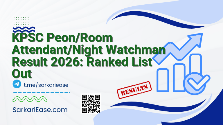 KPSC Peon/Room Attendant/Night Watchman Result 2026: Ranked List Out