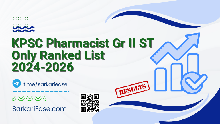 KPSC Pharmacist Gr II ST Only Ranked List 2024-2026