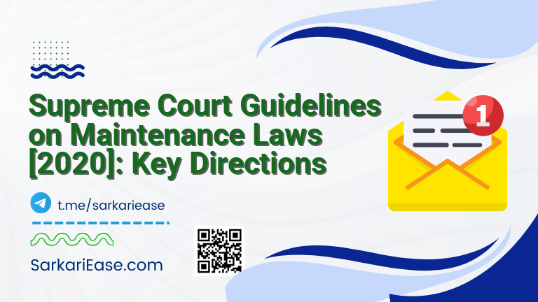Supreme Court Guidelines on Maintenance Laws [2020]: Key Directions