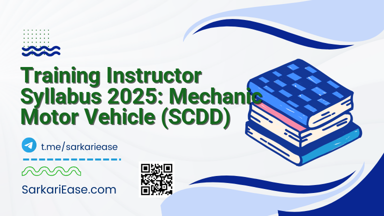 Training Instructor Syllabus 2025: Mechanic Motor Vehicle (SCDD)