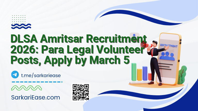 DLSA Amritsar Recruitment 2026: Para Legal Volunteer Posts, Apply by March 5
