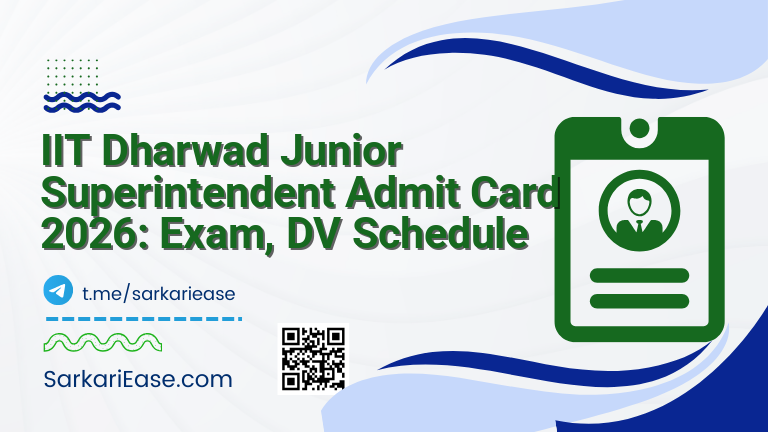 IIT Dharwad Junior Superintendent Admit Card 2026: Exam, DV Schedule