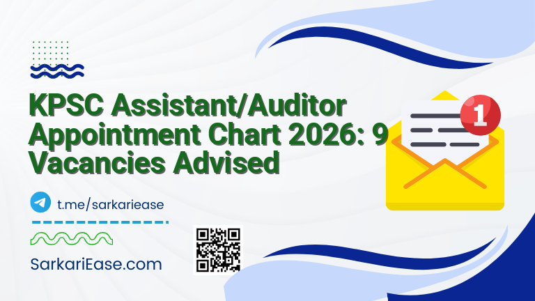 KPSC Assistant/Auditor Appointment Chart 2026: 9 Vacancies Advised