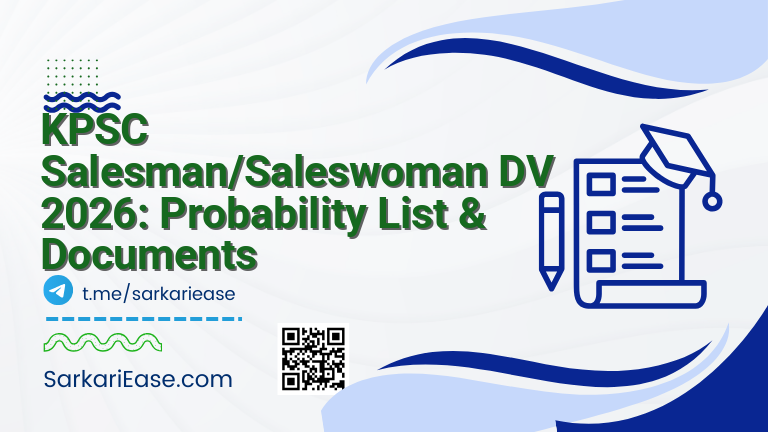 KPSC Salesman/Saleswoman DV 2026: Probability List & Documents