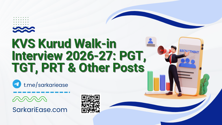 KVS Kurud Walk-in Interview 2026-27: PGT, TGT, PRT & Other Posts