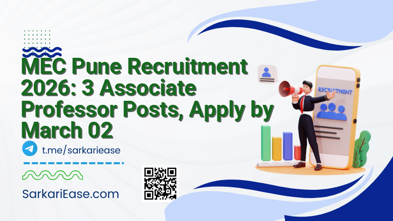 MEC Pune Recruitment 2026: 3 Associate Professor Posts, Apply by March 02