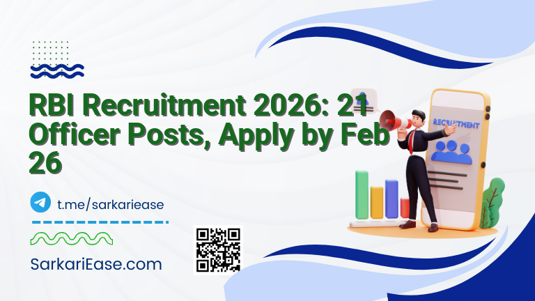 RBI Recruitment 2026: 21 Officer Posts, Apply by Feb 26
