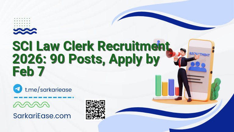 SCI Law Clerk Recruitment 2026: 90 Posts, Apply by Feb 7