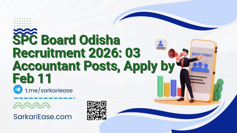 SPC Board Odisha Recruitment 2026: 03 Accountant Posts, Apply by Feb 11