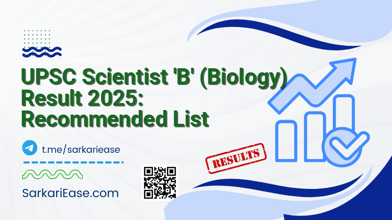 UPSC Scientist 'B' (Biology) Result 2025: Recommended List