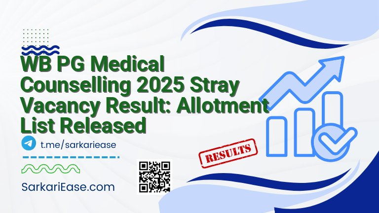WB PG Medical Counselling 2025 Stray Vacancy Result: Allotment List Released