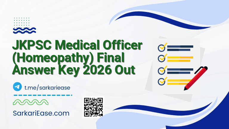 JKPSC Medical Officer (Homeopathy) Final Answer Key 2026 Out