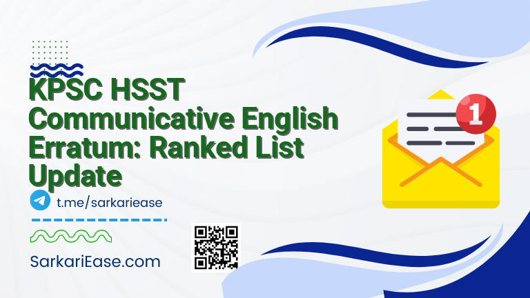 KPSC HSST Communicative English Erratum: Ranked List Update