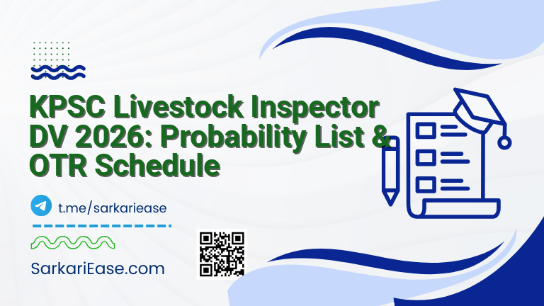 KPSC Livestock Inspector DV 2026: Probability List & OTR Schedule