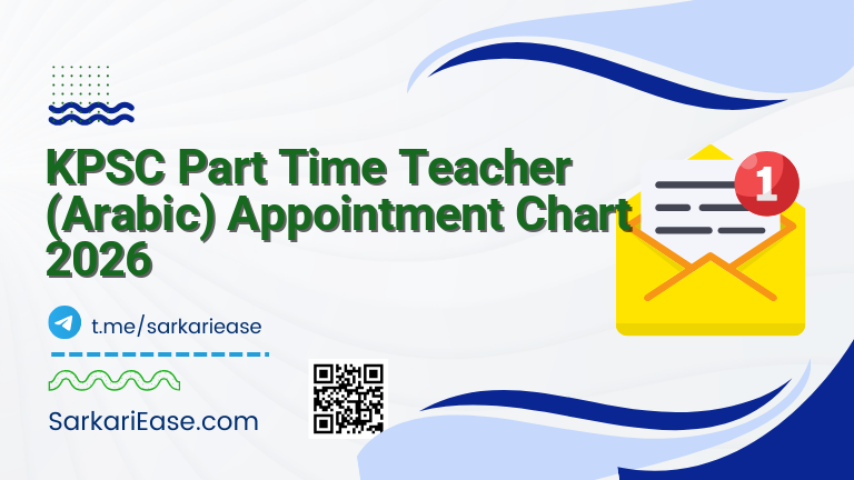 KPSC Part Time Teacher (Arabic) Appointment Chart 2026