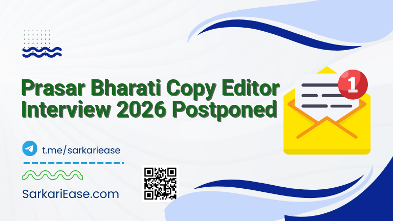 Prasar Bharati Copy Editor Interview 2026 Postponed