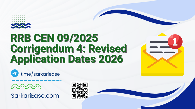 RRB CEN 09/2025 Corrigendum 4: Revised Application Dates 2026