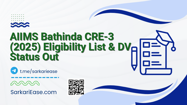 AIIMS Bathinda CRE-3 (2025) Eligibility List & DV Status Out