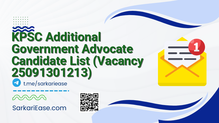 KPSC Additional Government Advocate Candidate List (Vacancy 25091301213)