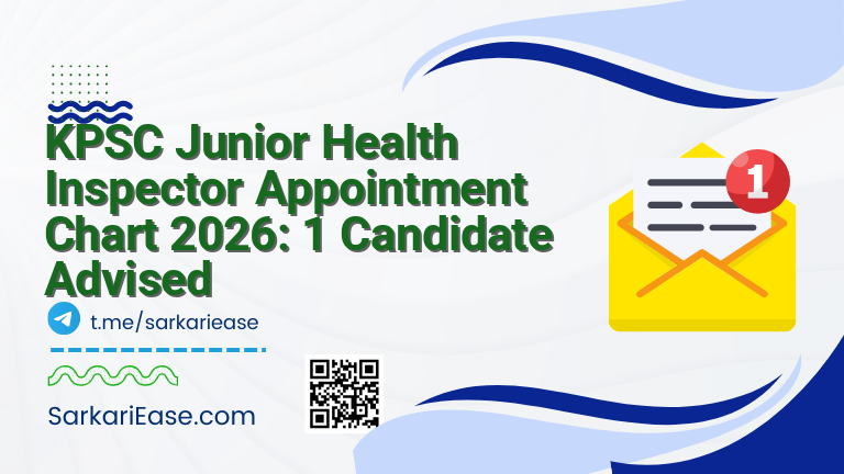 KPSC Junior Health Inspector Appointment Chart 2026: 1 Candidate Advised
