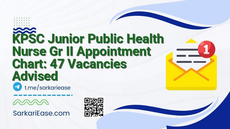 KPSC Junior Public Health Nurse Gr II Appointment Chart: 47 Vacancies Advised