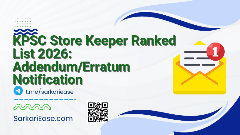 KPSC Store Keeper Ranked List 2026: Addendum/Erratum Notification