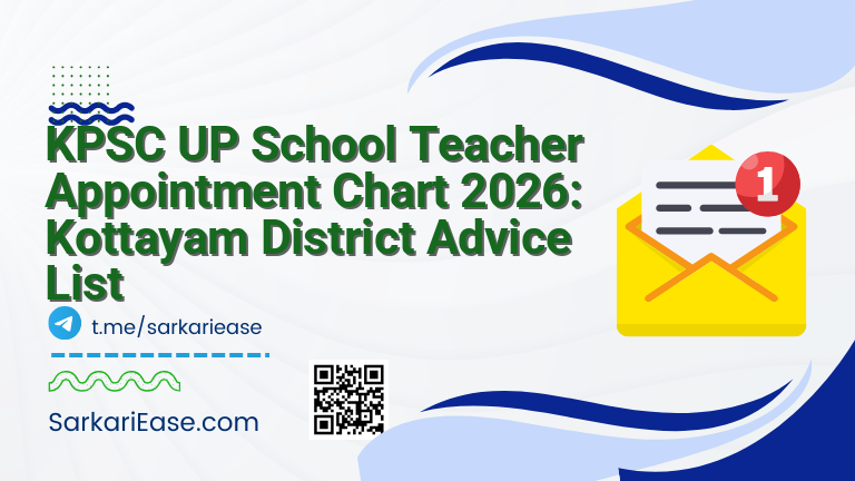 KPSC UP School Teacher Appointment Chart 2026: Kottayam District Advice List