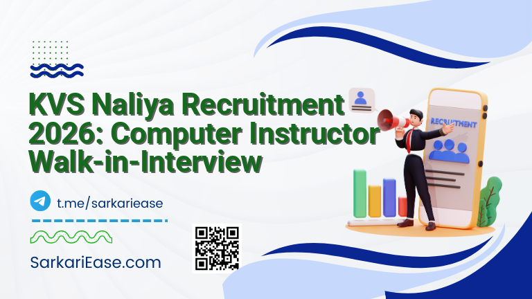KVS Naliya Recruitment 2026: Computer Instructor Walk-in-Interview