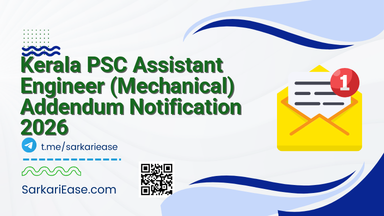 Kerala PSC Assistant Engineer (Mechanical) Addendum Notification 2026