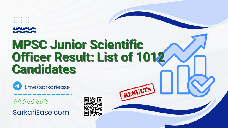 MPSC Junior Scientific Officer Result: List of 1012 Candidates
