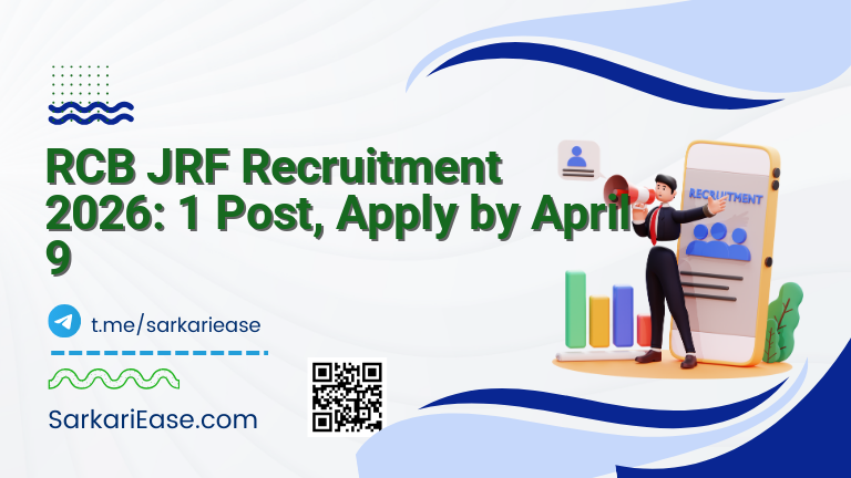 RCB JRF Recruitment 2026: 1 Post, Apply by April 9