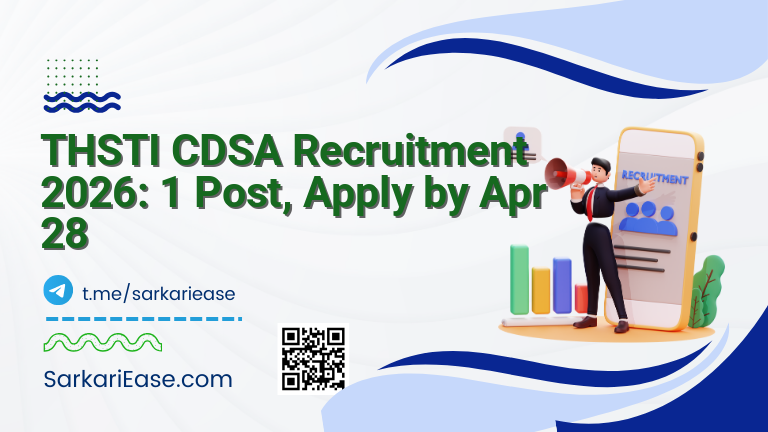THSTI CDSA Recruitment 2026: 1 Post, Apply by Apr 28