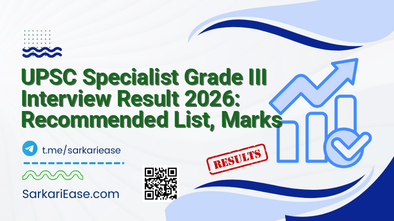 UPSC Specialist Grade III Interview Result 2026: Recommended List, Marks