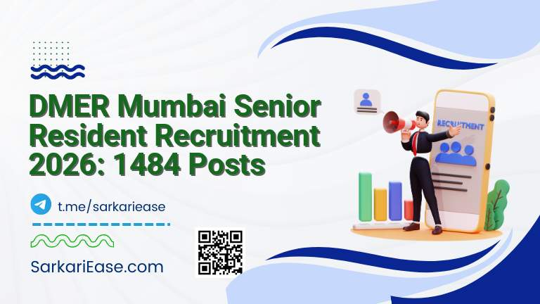 DMER Mumbai Senior Resident Recruitment 2026: 1484 Posts