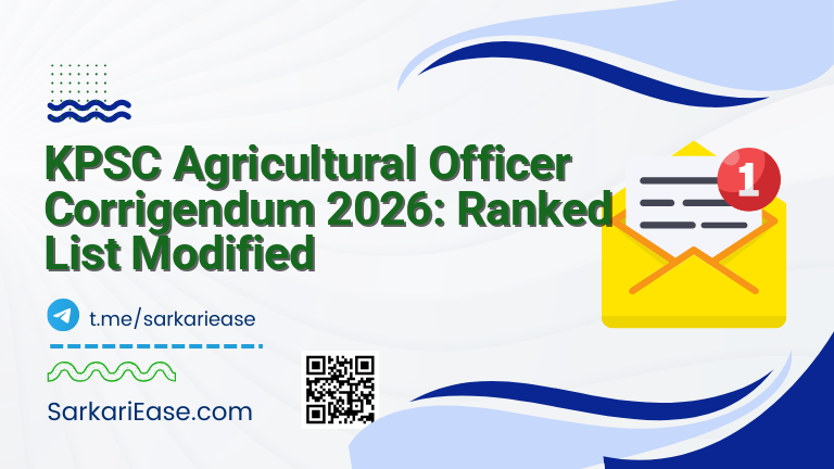 KPSC Agricultural Officer Corrigendum 2026: Ranked List Modified
