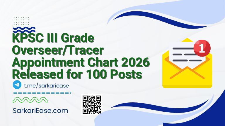 KPSC III Grade Overseer/Tracer Appointment Chart 2026 Released for 100 Posts