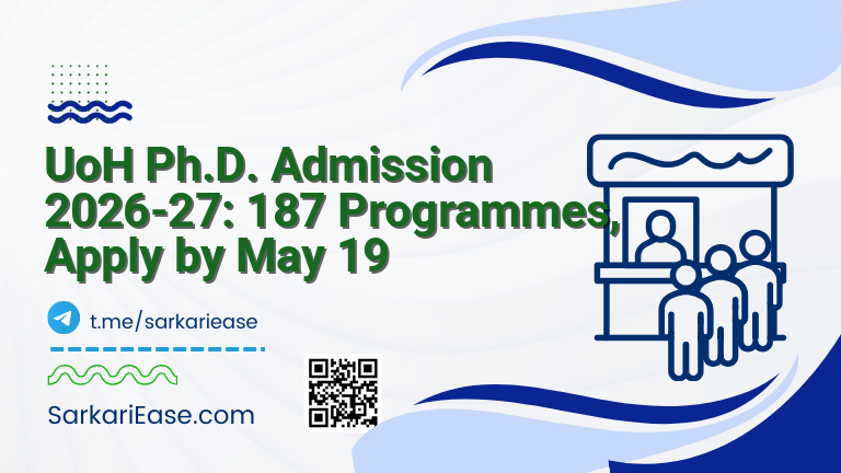 UoH Ph.D. Admission 2026-27: 187 Programmes, Apply by May 19
